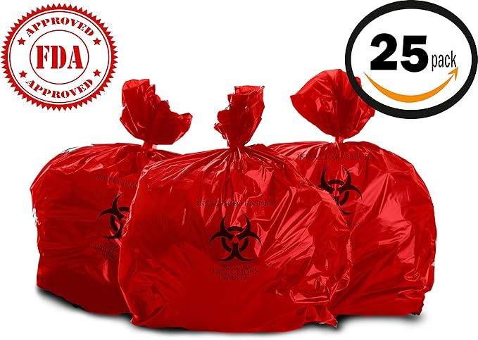 Oakridge Heavy Duty 10 Gallon Biohazard Waste Bags (Roll of 25) - Professional Grade