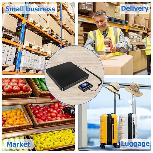 440lb Shipping Scale, 0.35oz High Accurate Digital Package Scale with Hold/Tare Function, Weight Scale for Packages, Luggage, Small Business, Home Use, Battery & Charging Cable Include