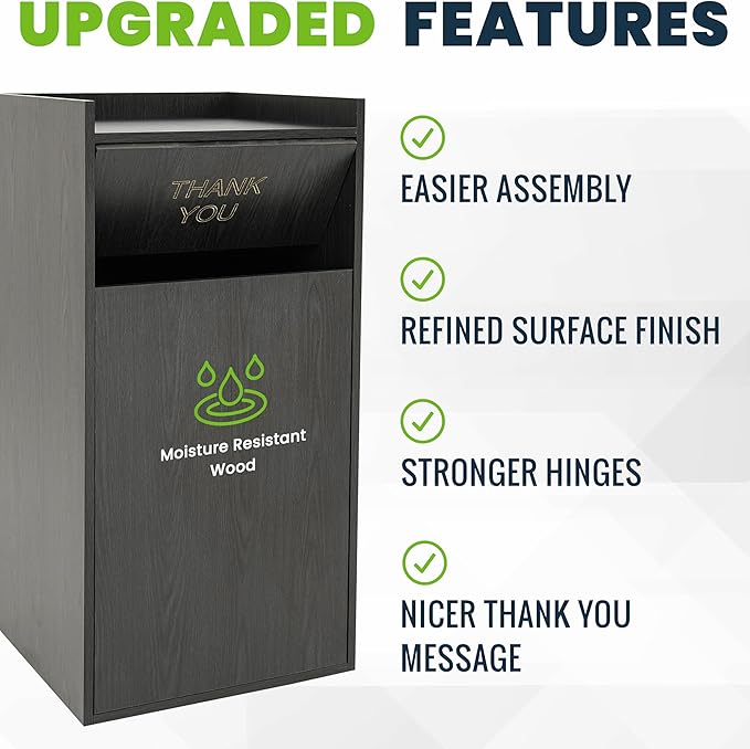 Alpine Industries Restaurant Trash Can Cabinet - Commercial Trash Can 40 Gallon, Garbage Receptacle Indoor with Tray Holder for Restaurants, Cafeterias (Espresso Black)