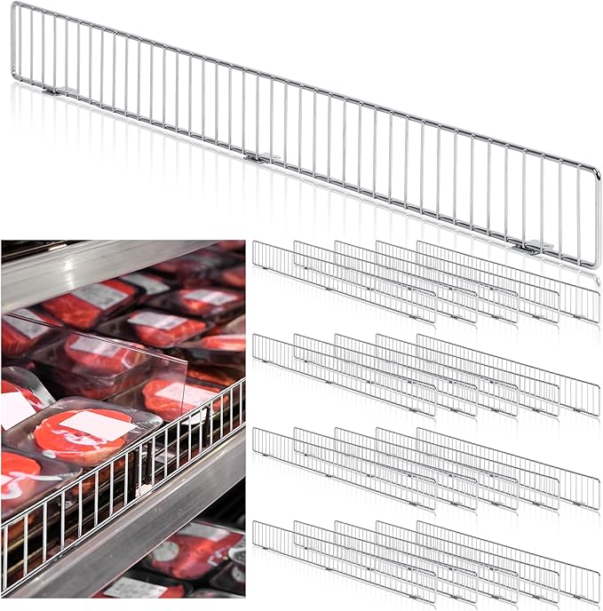 20 Pcs Retail Gondola Shelf Front Wire Fence Guard Rail 36" x 3" Sturdy Metal Supermarket Guardrail Chrome Commodity Organization Baffle Display Enhancer for Retail Stores Fruit Fresh Food