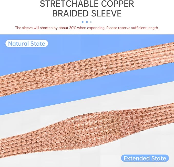 Copper Wire Loom - EMI/RFI Shielding Flexible Cable Management for Automotive Audio, Industrial Expandable Cables, Marine Wiring & Computer Case ﻿ (Pure Copper, 12mm (15/32")-16ft)