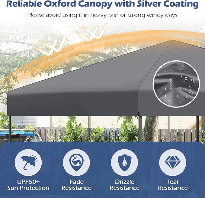 Tangkula 10x10 FT Pop Up Canopy, UPF50+ Portable Outdoor Tent with 8 Stakes, 4 Wind Ropes, Carrying Bag, Foldable Canopy Tent for Beach Party Event Camping