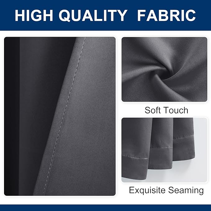 Hiasan Privacy Room Divider Patio Sliding Door Curtain Extra Wide Blackout Thermal Insulated Curtains with Back Tab & Rod Pocket for Bedroom Partition Living Room (120 x 84 Inches, Dark Grey)