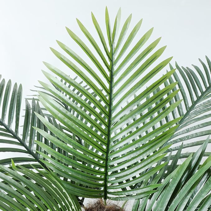 8ft Tall UV Resistant Faux Palm Tree, 96in Artificial Palm Tree Indoor Outdoor, Fake Tree with Real Bark and Realistic Leaves and for Home House Office Living Room Yard Patio.