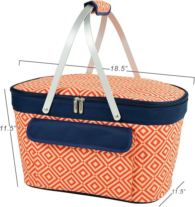 Picnic at Ascot Patented Insulated Folding Picnic Basket Cooler- Designed & Quality Approved in the USA