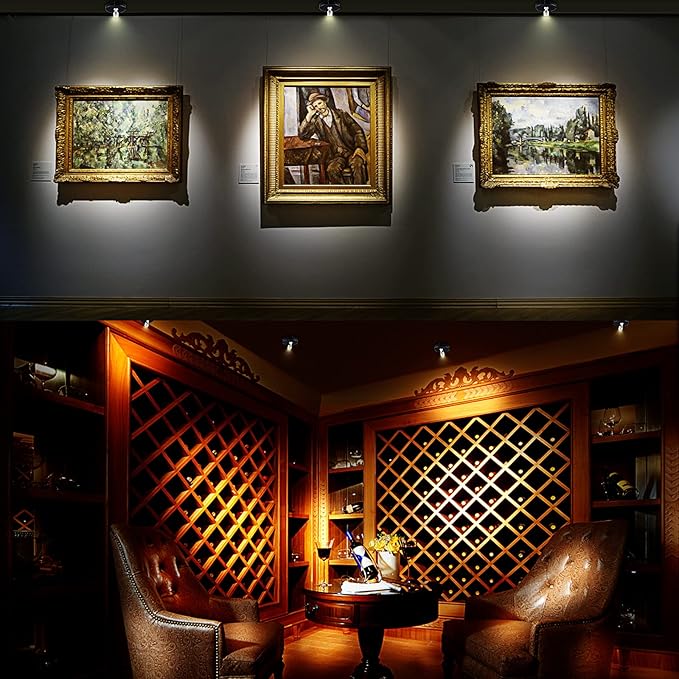 LED Spotlight, Battery Powered Picture Lights, Uplighting Indoor, Puck Lights with Remote, Stick Spot Light for Wall Display Dartboard Painting Artwork Accent-Silver