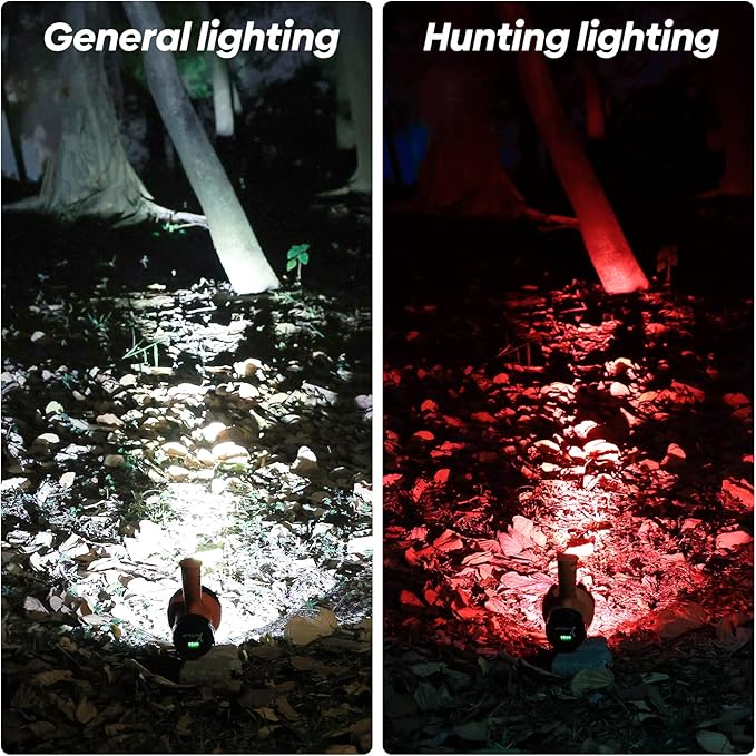 YIERBLUE Rechargeable Spotlight,Handheld Rechargeable Flashlight 200,000 Lumens LED, IP67 Waterproof 12 Hours Running for Boating, Camping, Hunting