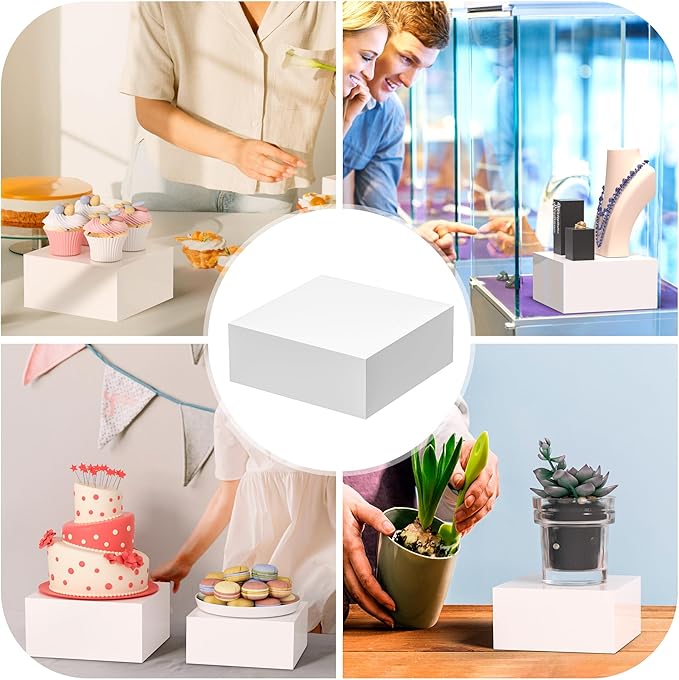 Acrylic Dessert Stand,Buffet Risers, Food Risers, Multi-Purpose Cake Stand for Parties, Weddings, Birthdays, Catering, Jewelry,Collectibles (White, 6"x7"x8")