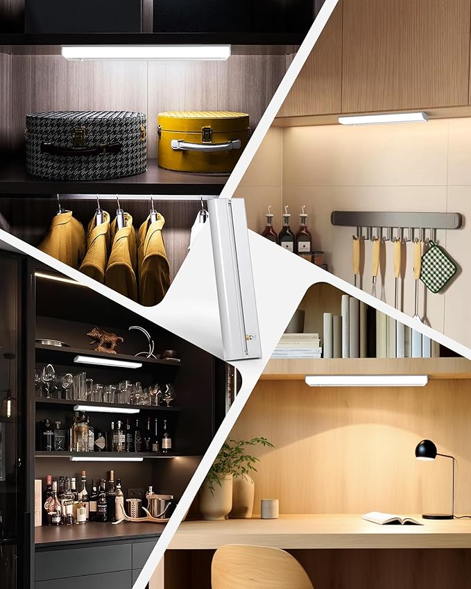 16 Inch Hardwired Under Cabinet Lighting, 3 Color Setting Dimmable LED Under Cabinet Lights Wired, 1050LM Linkable Under Counter Lights for Kitchen, 12W, CRI>97
