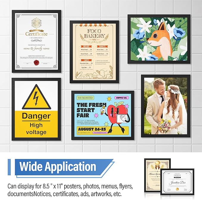 Magnetic Sign Holder 8.5 x 11 Inches Self-Adhesive Magnetic Display Frame 24 Pack Magnet Sign HoldersPicture Frame Document Holder for Wall, Window, Classroom, Office, Poster Store(The back is self-adhesive)