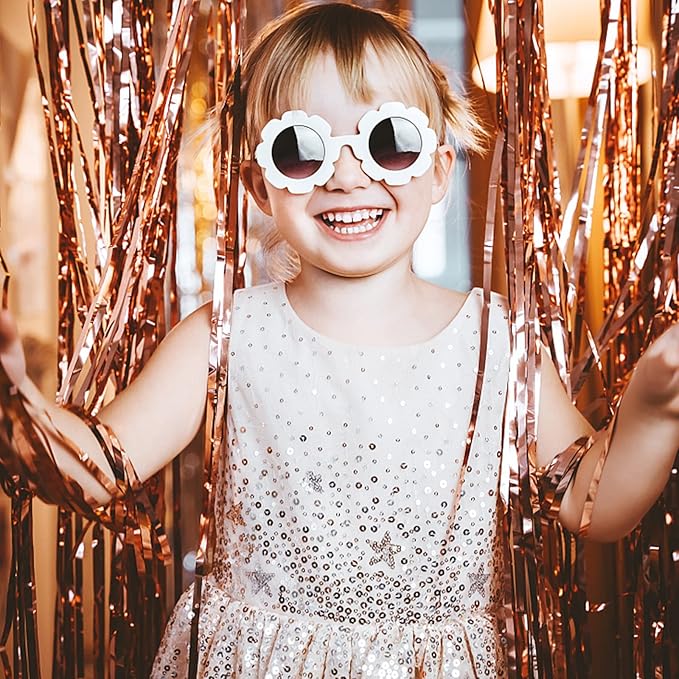 2 Pack Rose Gold Backdrop Birthday Decorations Foil Curtain Bachelorette Party Decor Rose Gold Decor Party Streamers Groovy Birthday Decorations Backdrop