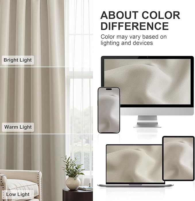 PONY DANCE Cream Blackout Curtains 80 inches Long 2 Panels Set for Bedroom, Thermal Insulating Privacy Curtains & Drapes for Doorway Temporary Door Alternative Accordion Door, W 42 x L 80