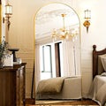 GLSLAND-77 x38 Arched Full Length Mirror - Oversize Floor Mirrors Aluminum Alloy Frame Full Body Dressing Mirror for Bedroom Living Room,Gold