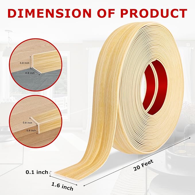 Flexible Wall Corner Protector Moulding Trim Peel and Stick Wall Corner Guards Edge Protector Self Adhesive Molding Trim Strip for Edge Ceiling (Original Wood Grain, 1.6 in x 20 Ft)