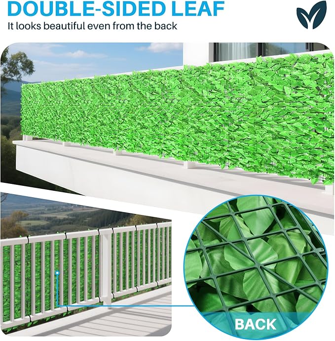 Patio Paradise 58"x610"-1Pc Faux Ivy Fence Privacy Screen Artificial Greenery Wall Backdrop,Fake Grass Wall Panels for Outside Apartment Balcony,Vine Leaf Decor for Outdoor Patio Chain Link