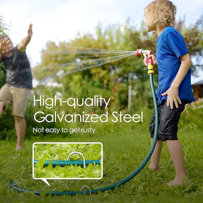 12 Inch Landscape Staples, 100 Pack Galvanized Landscape Stakes Heavy Duty 8 Gauge U-Shaped Garden Stakes, Ground Stakes for Weed Barrier Fabric, Irrigation Tubing, Fence, Outdoor Decorations