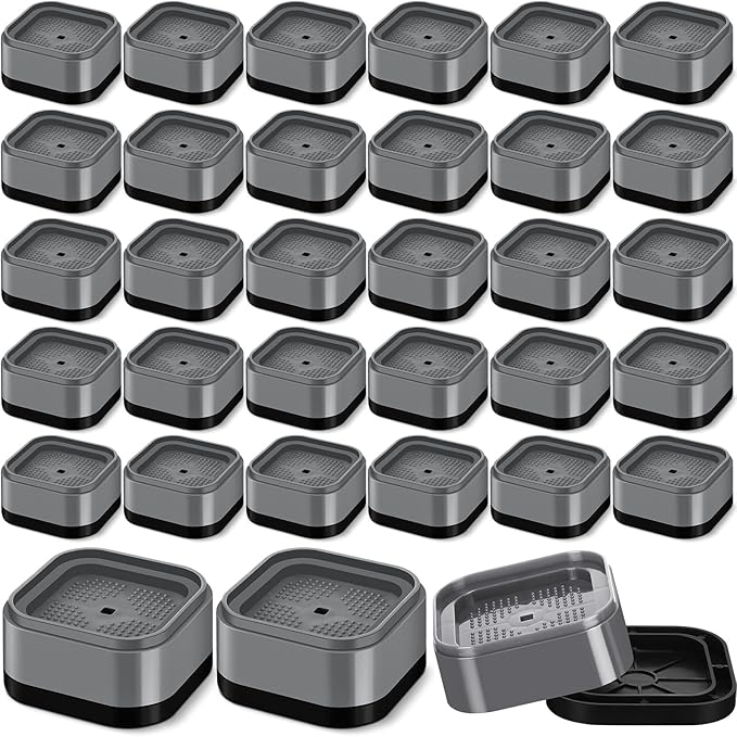 Ecally Furniture Risers Adjustable Bed Risers Desk Leg Risers 1.38" Stackable Heavy Duty Bed Lifts Risers Square Bed Raising Blocks for Mattress Table Leg Desk Chair Couch Sofa Dorm (Gray,32 Pack)