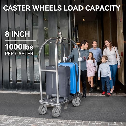 8'' × 2'' Caster Wheels, Heavy Duty Industrial Casters Set of 4 Rubber Wheels, Load 4000lbs Capacity, Swivel Caster for Cart Dolly Toolbox (2 Brake & 2 Rigid)