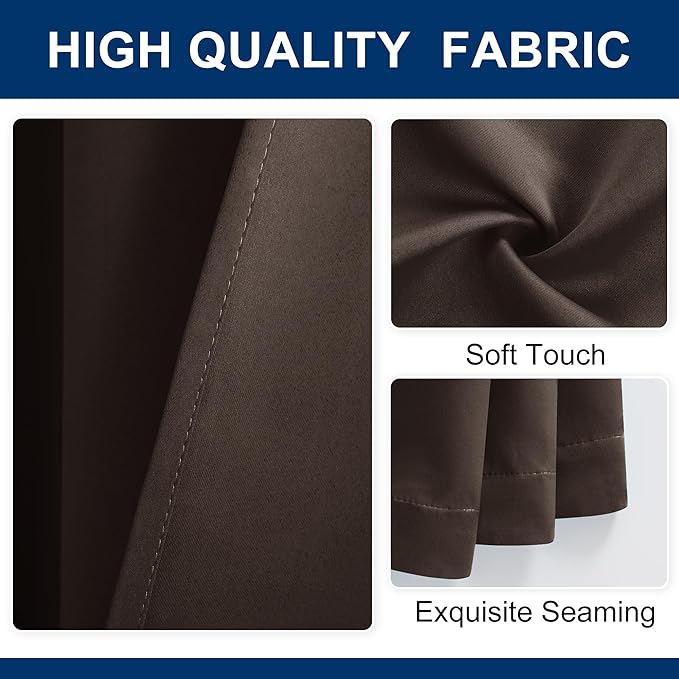 Hiasan Blackout Patio Sliding Door Curtain Extra Wide Thermal Insulated Blind Privacy Room Divider Curtain with Back Tab & Rod Pocket for Bedroom Partition Glass Door (100 x 84 Inches, Brown)