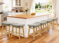 Counter Height Bar Stools Set of 6 for Kitchen Counter Farmhouse Modern Barstools with Upholstered Fabric Backless Seat and Solid Wood Legs 24 inch Bar Chairs, Grey + Wood Color