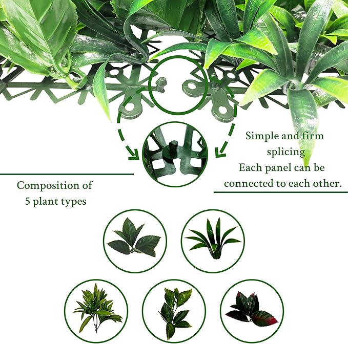 Artificial Boxwood Panels: 20"x20" 12P UV-Anti Fake Grass Ivy Privacy Hedge Greenery Backdrop Fence Wall Screen for Garden Fence Covering Privacy, Outdoor Indoor Home Decor