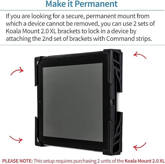 Dockem Koala Wall Mount 2XL: Damage-Free or Screw-in Universal Dock for Laptops, or Tablets and Smartphones with Thicker Cases (Black)