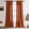 Terracotta Linen Textured 96 Inch Curtains 2 Panel Set Back Tab Rod Pocket Sheer Boho Room Decor Aesthetic Curtains Brick Burnt Orange Burlap Look Curtain Drapes for Living Room Bedroom 8Ft 40x96