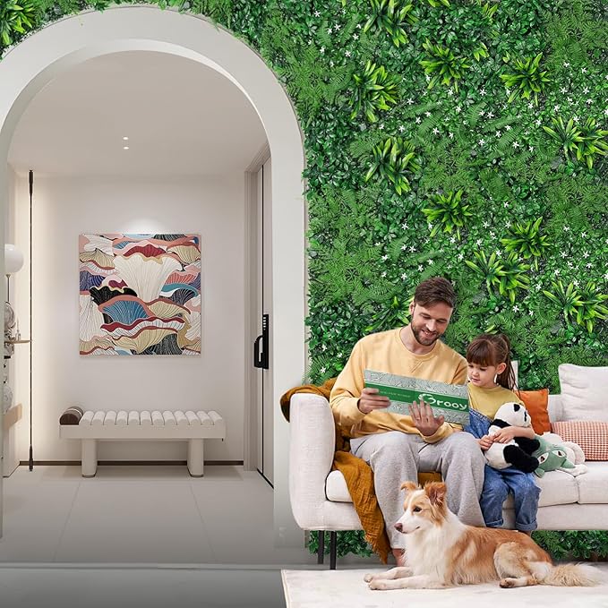 Grass Wall, Artificial Boxwood Panels 20"x20"(12pcs), Privacy Hedge Fence Screen with UV Protection, Greenery Backdrop for Indoor Home Wedding Decor and Outdoor Garden Backyard