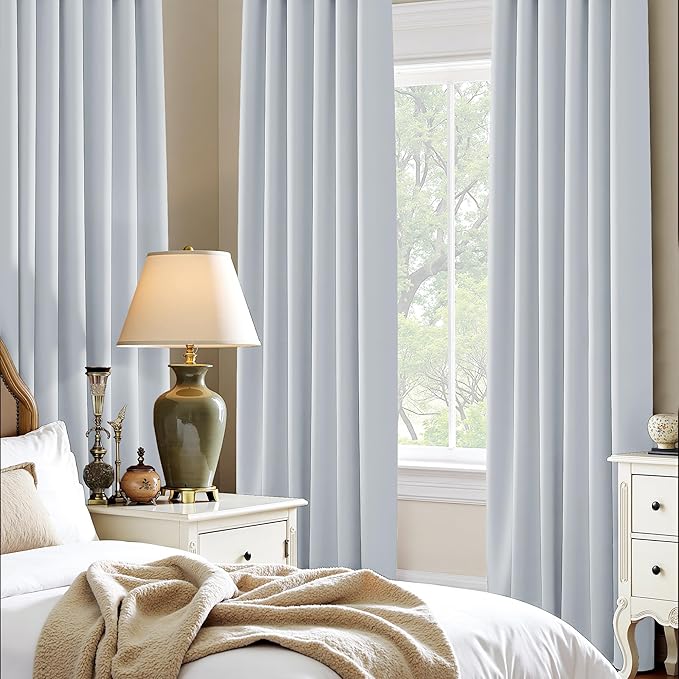 PONY DANCE Room Drakening Curtains 80 inches Long 2 Panels Set for Bedroom, Thermal Insulating Privacy Curtains & Drapes for Doorway Temporary Door, W 42 x L 80, Greyish White