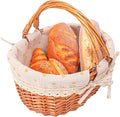 Wicker Picnic Basket with Double Folding Handles - 13.91 x 11.42 x 6.7 Inch Hand Woven Easter Basket, Natural Willow Picnic Basket with Handle, Woven Picnic Hamper for Outdoor Camping