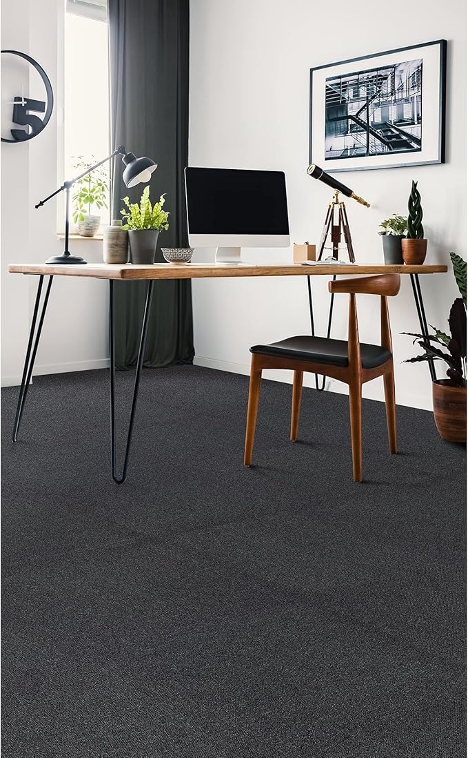 Mohawk Advance 24" x 24" Berber (Loop pile), 0.11" Pile Height, Carpet Tile, Nylon Fiber, Black Color, (24 Tiles), (96 sqft/carton)