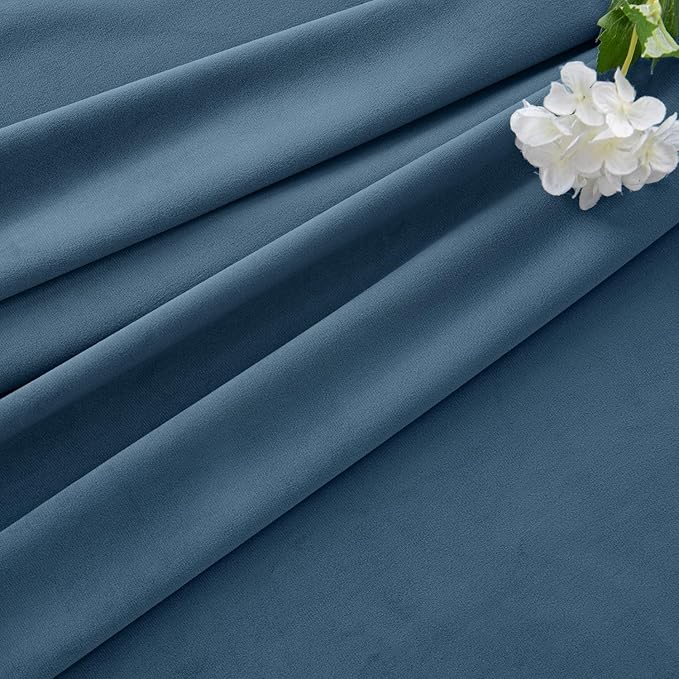 MIULEE Velvet Curtains 96 Inches Long 2 Panels Set for Bedroom, Pinch Pleat Back Tab Thermal Insulated Living Room Darkening Drapes Pleated Blackout Floor to Ceiling Curtains with Hooks, Dark Slate