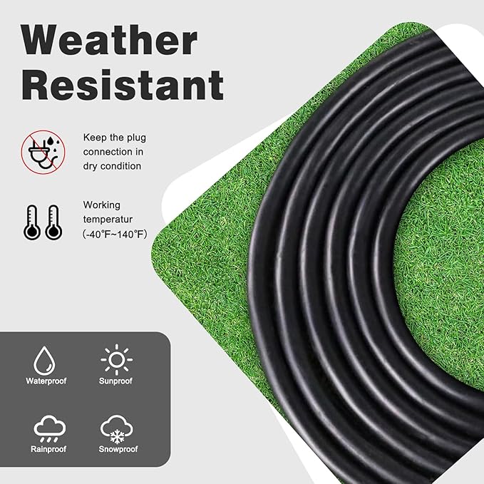 3FT 2 Pack 12 Gauge 3 Outlet Outdoor Extension Cord 12/3 Heavy Duty SJTW Power Cord 3 Way Waterproof Power Cable 3 Prong Grounded 12AWG 15Amp 1875W ETL Listed