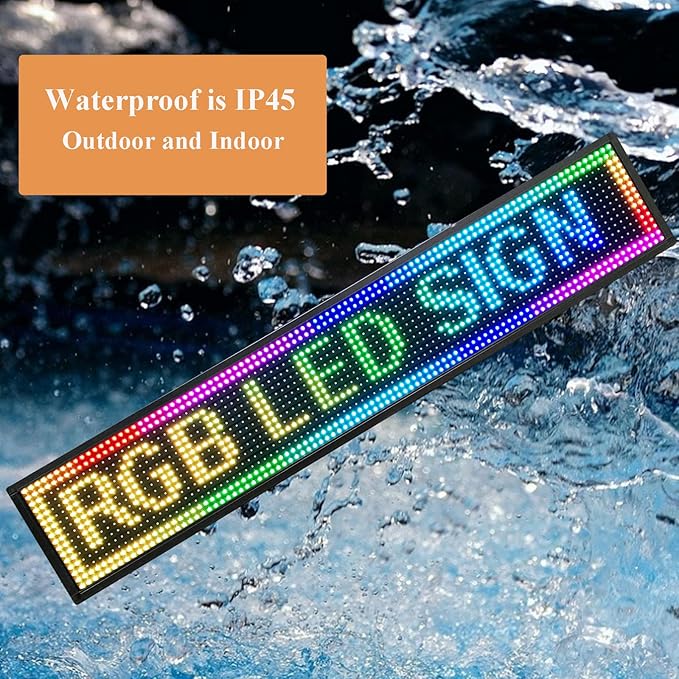 P6 Outdoor Full Color 40 x 18 inches Led Sign WIFI And USB Programmable Led Sign With High Resolution Scrolling Texts, Colorful images and videos LED Advertising Display Board For Shop (P10-40''x8'')