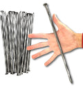 50 Pack Round Metal Landscape & Paver Edging Anchoring Stake, 12-Inch Length - Spiral Bright Spike Timber Nail, Tent Spikes, Camping, Trapping, Landscape, More (50)