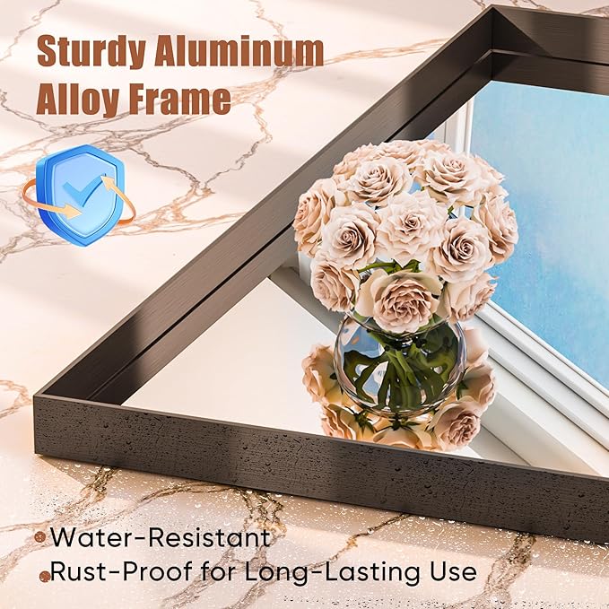 60"x28" Black Framed Bathroom Mirror, Large Rectangular Vanity Mirror, Aluminum Metal Frame, Wall Farmhouse Modern Wall-Mounted Mirrors for Bathroom, Bedroom, Living Room, Over Sink