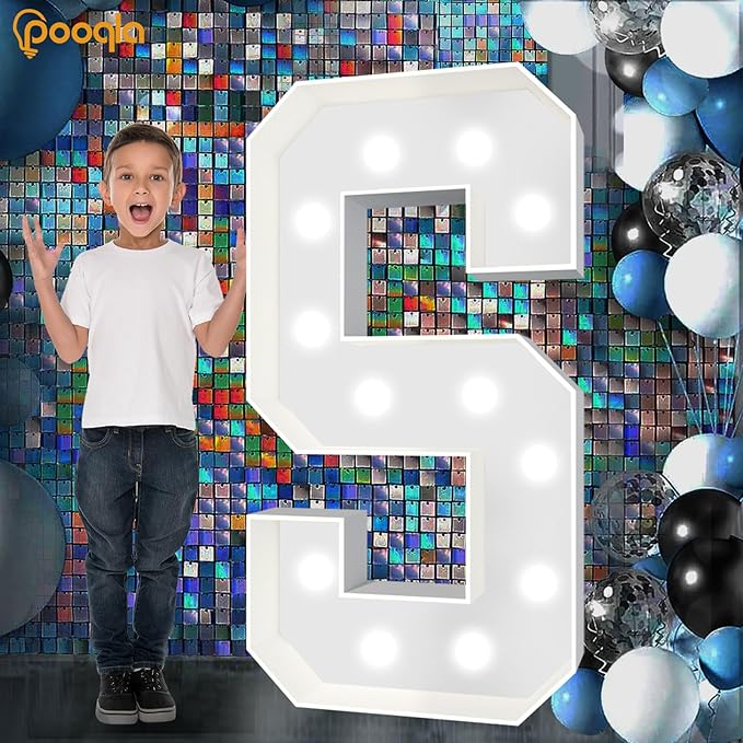 Pooqla 4 FT Light Up Marquee Letters, Giant Mosaic Letters Cool White and Warm White LED, Large Lighted Alphabet Lights for Balloons Birthday Party Anniversary Wedding Decorations, Letter P