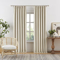 DUALIFE Blackout Thermal Curtains 80 Length 2 Panels Set for Bedroom, Closet Curtains for Doorway with Hooks for Track Polyester Linen Blended Room Darkening Curtains 40x80 Inch, Natural Birch