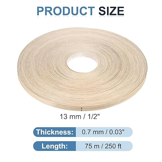 PATIKIL White Oak Edge Banding, 1/2 Inch x 250 ft Wood Veneer Tape Pre-glued Flexible Plywood Edge Banding with Hot Melt Adhesive for Furniture Restoration