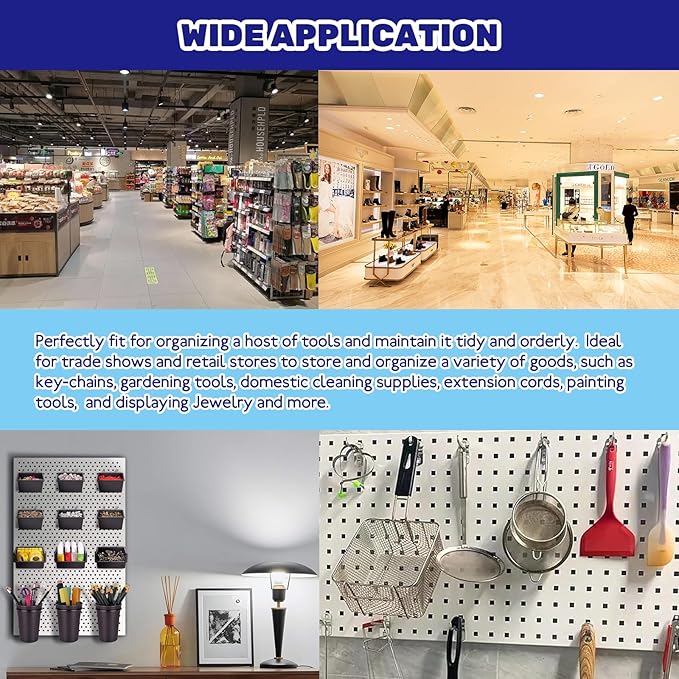 40Pcs 2" 4" 6" 8" Pegboard Display Hooks Assortment Set, Stainless Steel Garage Organization Peg Wall Hook Metal Slatwall Panel Hook Fit 1/8 and 1/4 Inch Pegboard for Retail Shop