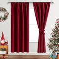 JIUZHEN Red Curtains for Bedroom - Drapes Set of 2 Panels with Tiebacks, Thermal Blackout, Room Darkening Noise Reducing, 42" x 72", Light Blocking for Kids Room