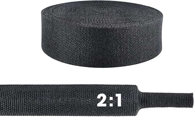 2 to 1 Heat Shrink Braided Sleeving 3/4" - 24 feet Pliable Shrinkable Fabric Sleeve for Protection Cable/Wire/Irregular Shape Hose