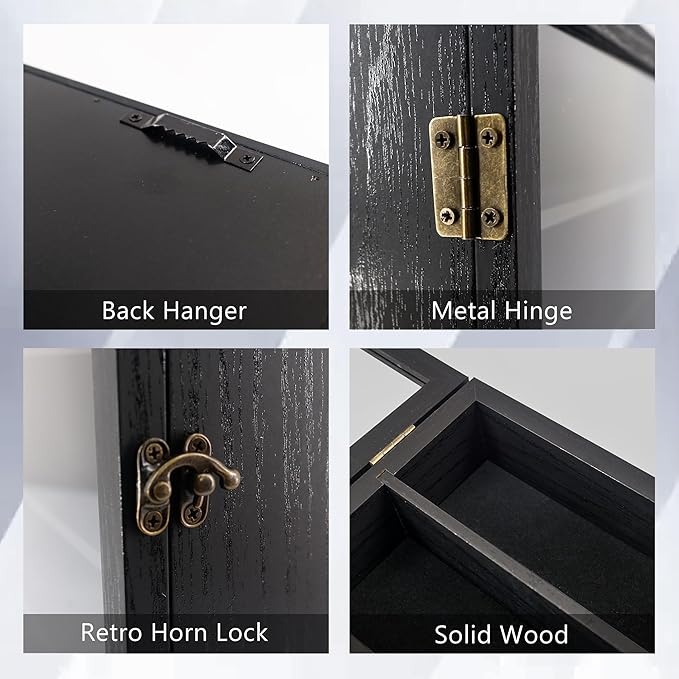 GMFrames 12x16 Wooden Shadow Box Frame with Removable Shelves Deep Display Case for Military Medals Keepsakes Black