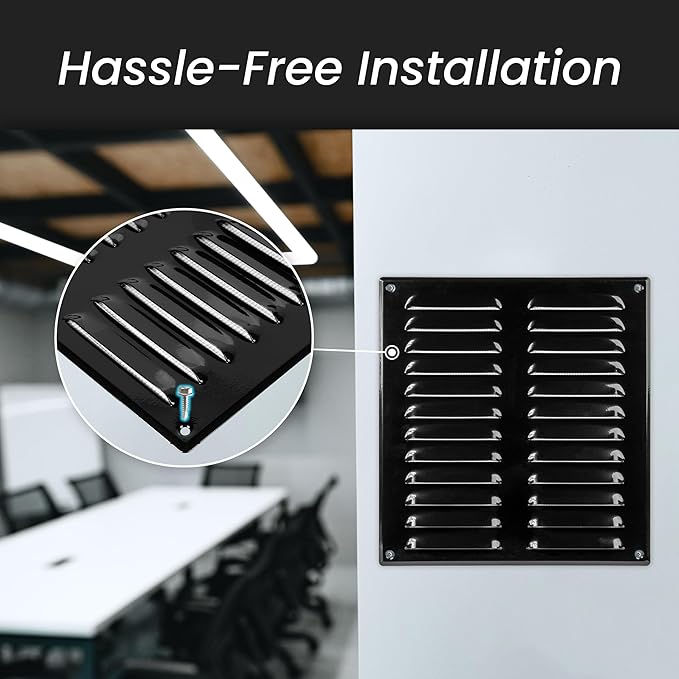 Repa Market 2-Pack Black Air Vent Cover 12" x 6" Inch (Outer Dimensions) - Steel Return Air Grilles - for Ceiling and Sidewall - HVAC - with Protection Screen (11.81" x 5.90" Inch)