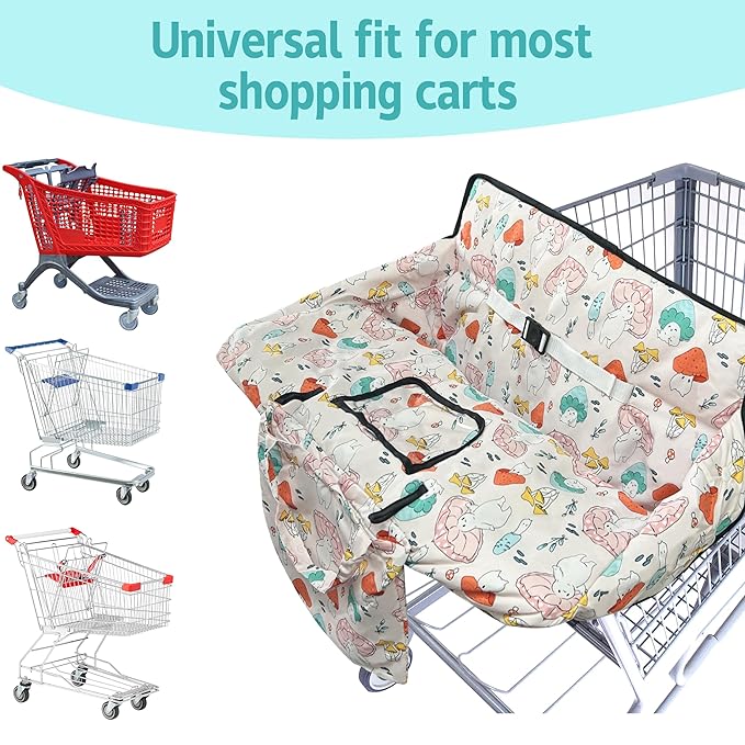 Shopping Cart Cover for Baby,2-in-1 High Chair Cover with Portable Cloth Bag,Cart Seat Pad for Babies Grocery Cushion Cover Restaurant,Suitable for All Supermarkets