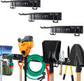 Heavy-Duty Wall Mount Garden Tool Organizer Rack, Black Metal, Multi-Hook Storage System