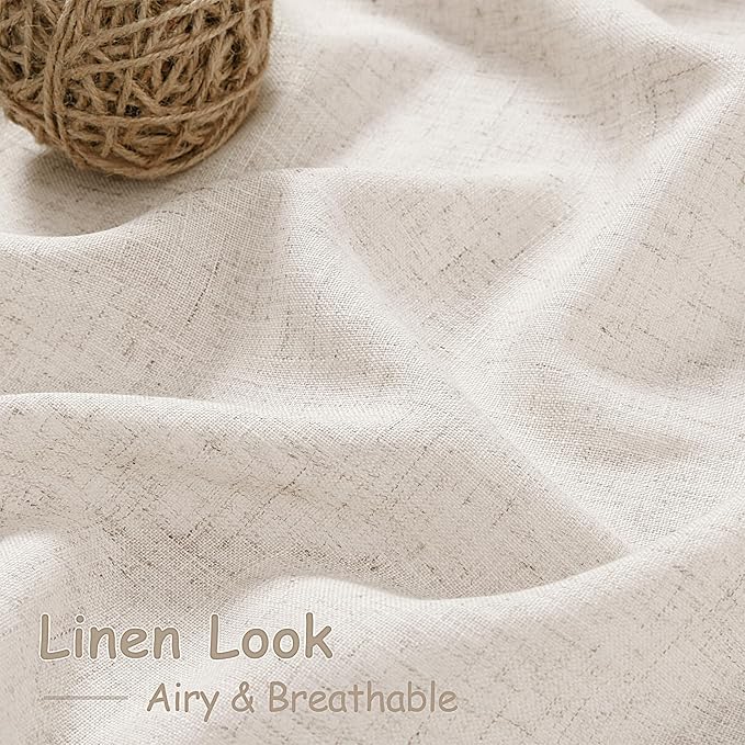 Beige Linen 102 Inch Long Curtains for Living Room 2 Panels Back Tab Rod Pocket Linen Semi Sheer Extra Long Curtains Soft Material Light Filtering Window Panel Drapes for Dining Room 60x102