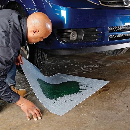 PIG Super Absorbent Mat Pads | 100 Oil Spill Mats | 15" x 19" Perforated Pads | Each Pad Absorbs 43 oz | Total Absorbency is 34 Gallons | Heavyweight | PM50242