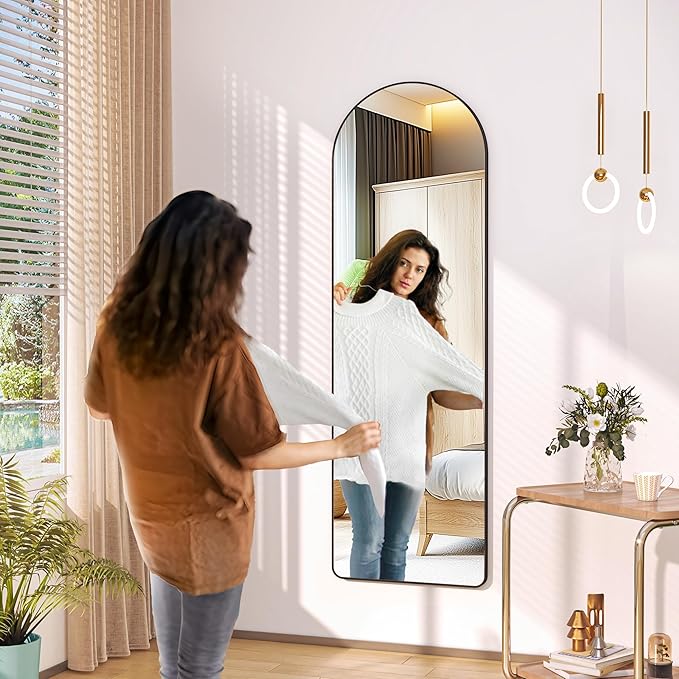 Hasipu Door Mirror Full Length, 51.1 x 15.7 Inch Full Body Wall Mirror Over The Door Hanging Mirror for Bedroom, Living Room, Cloakroom (White)
