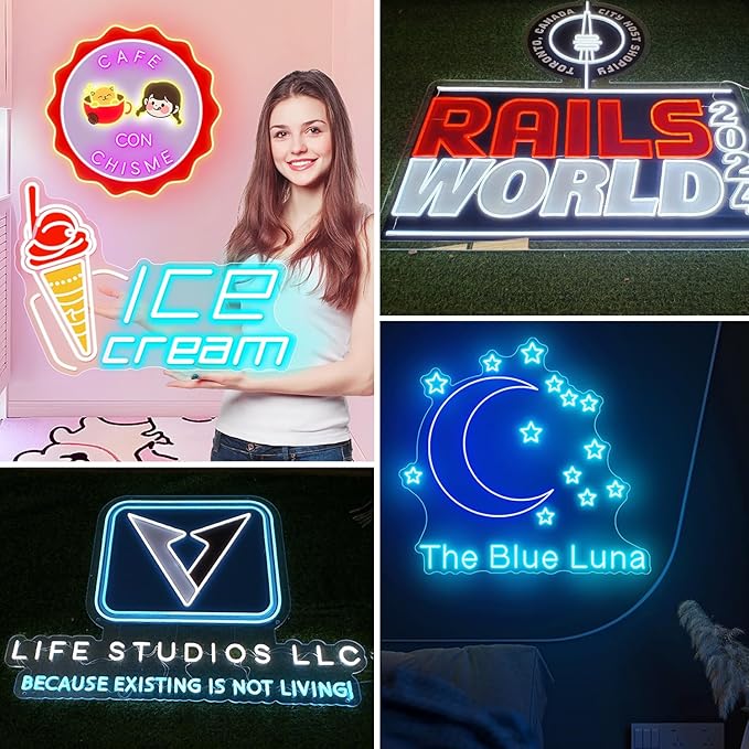 Custom Neon Sign with UV Print - Personalized LED Logo/Name Neon Light Wall Art for Home & Business, Salon, Studio Wall Decor (Image LoGo Custom)